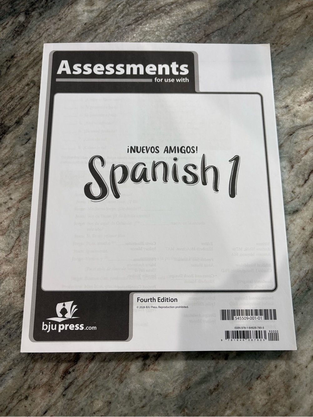NEW BJU Press (Bob Jones) Homeschool SPANISH 1 4th Edition ASSESSMENTS Book